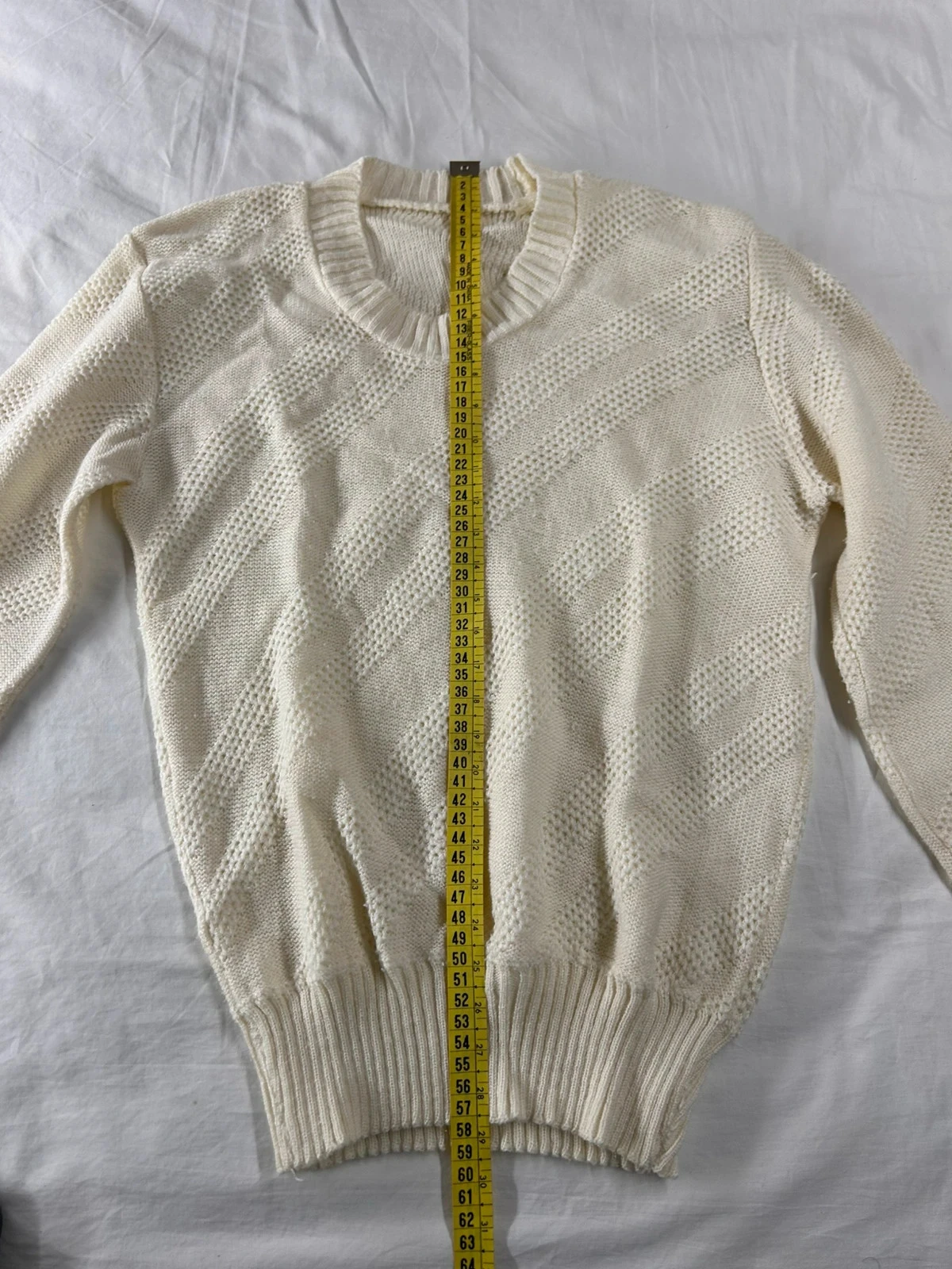 Beige crème vintage trui met ronde hals – photo 7